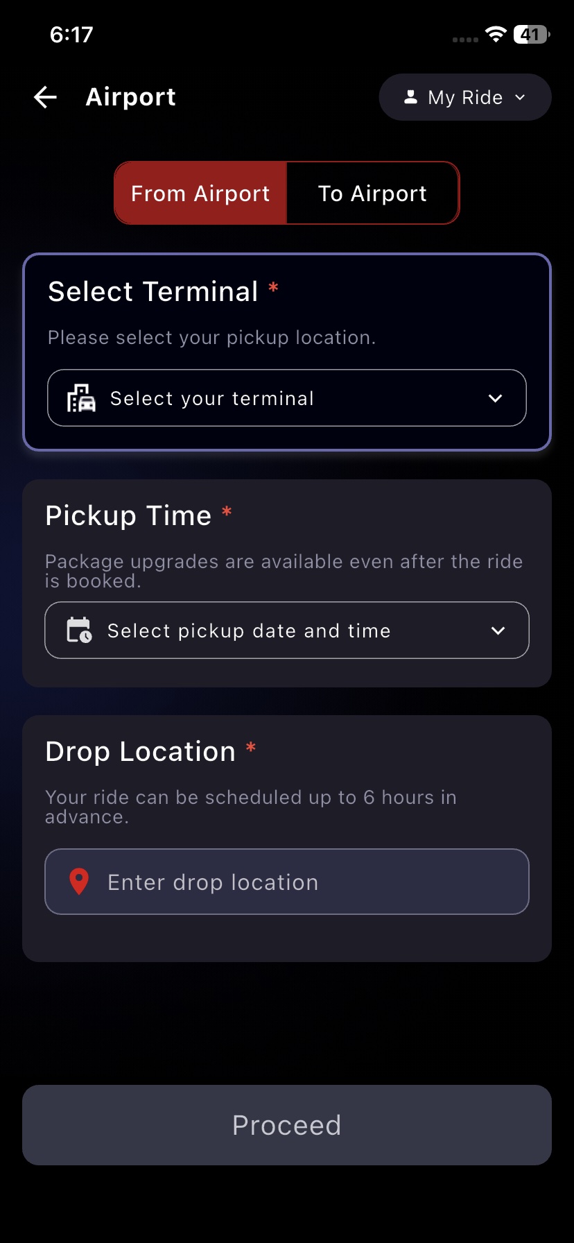 Airport transfer booking