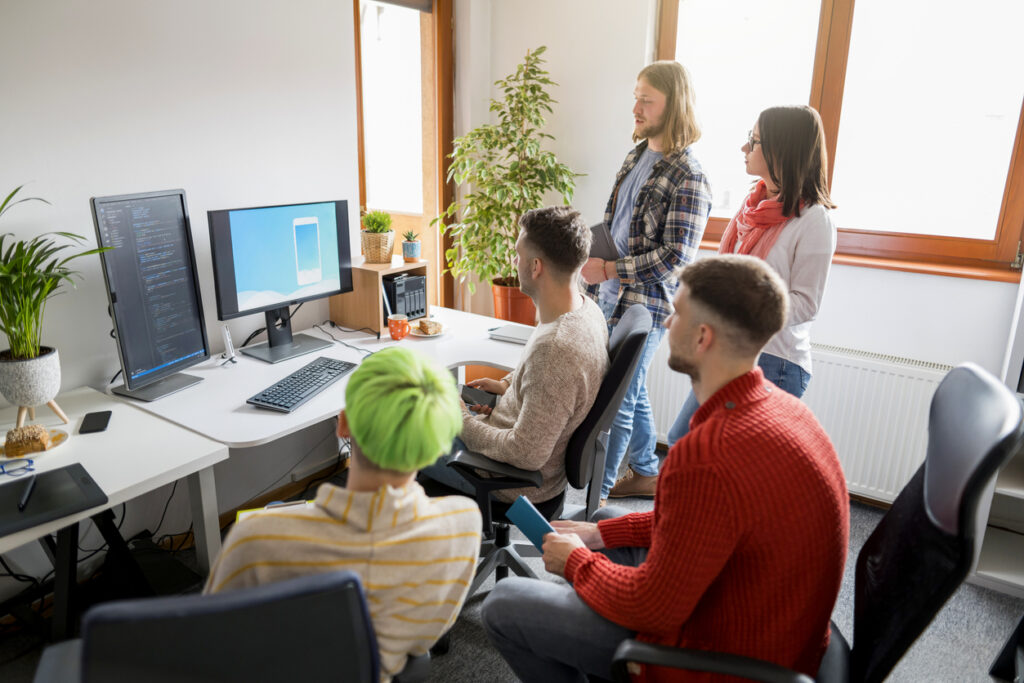 Flutter mobile app development team building a cross-platform application