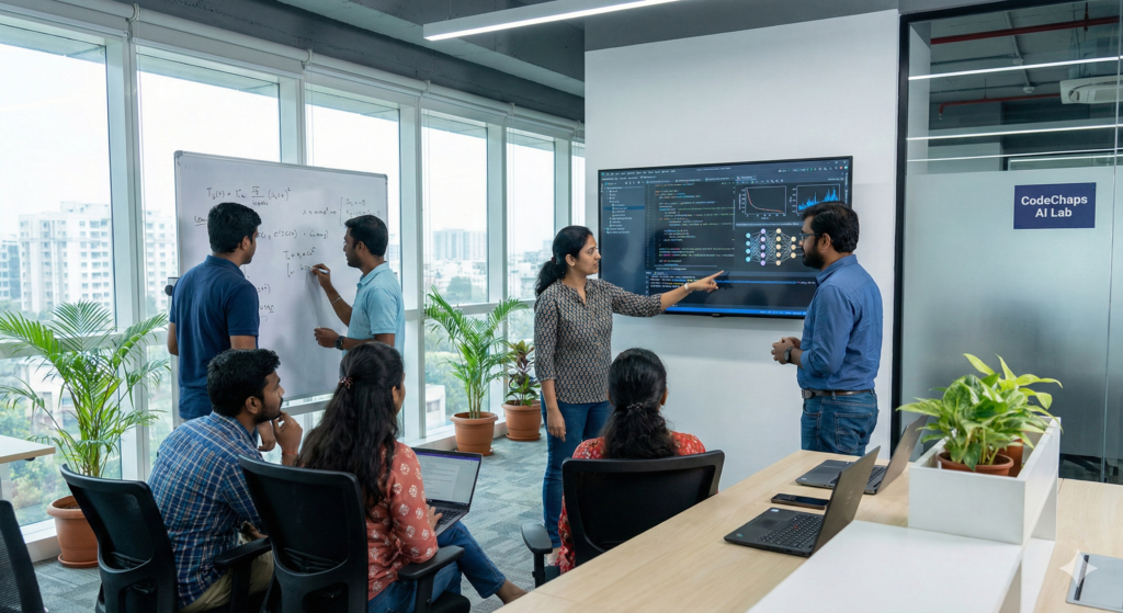 AI development team in India working on machine learning models and data analytics