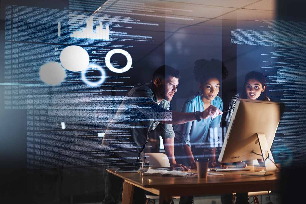 Software developers creating AI-powered custom business solutions