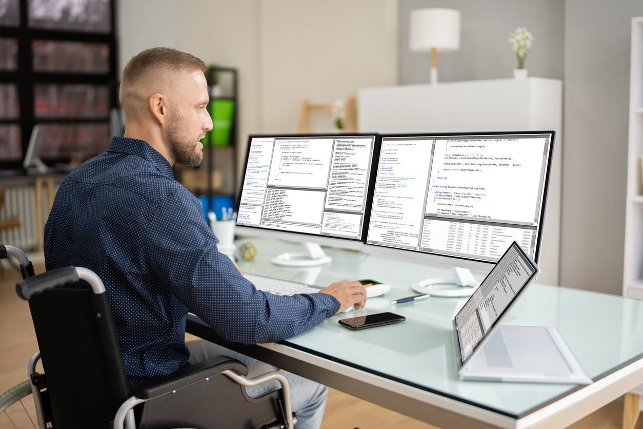 Software developers collaborating on a custom software development project