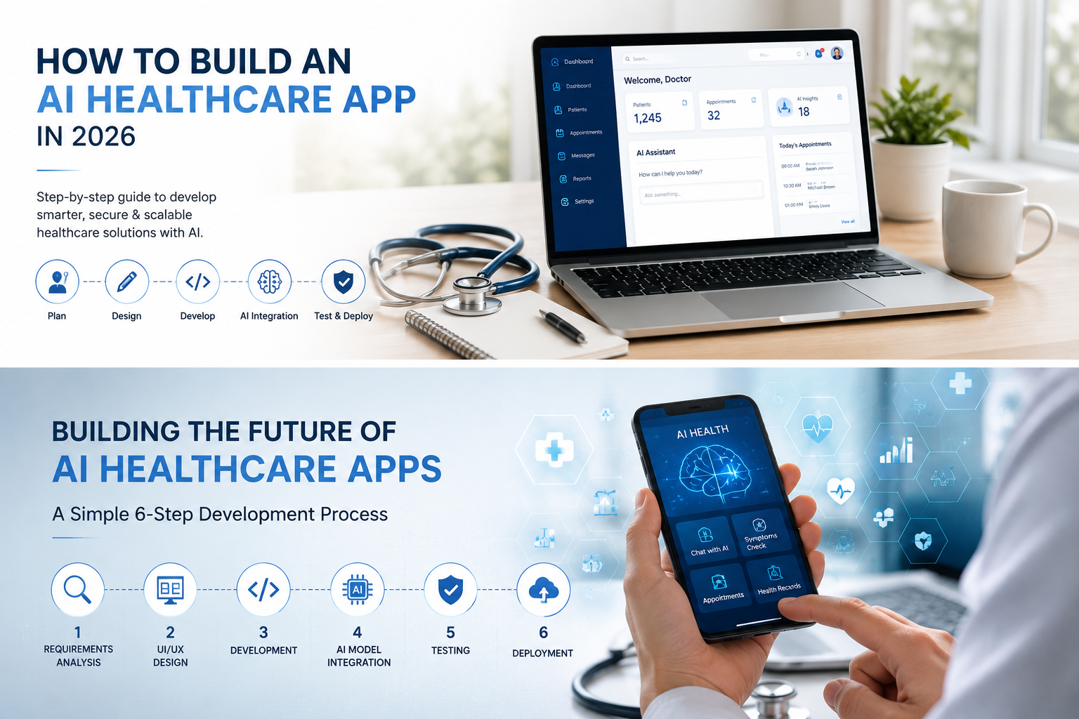 AI healthcare app development process and technology stack